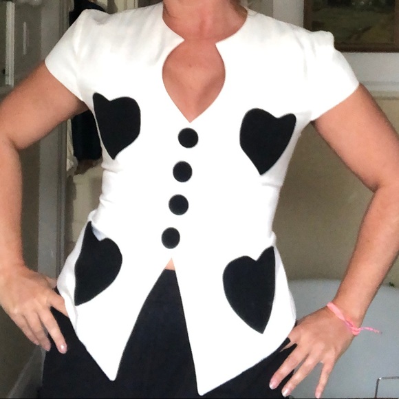 Moschino’esque heart shaped pockets jacket 90’s glam - Picture 1 of 6